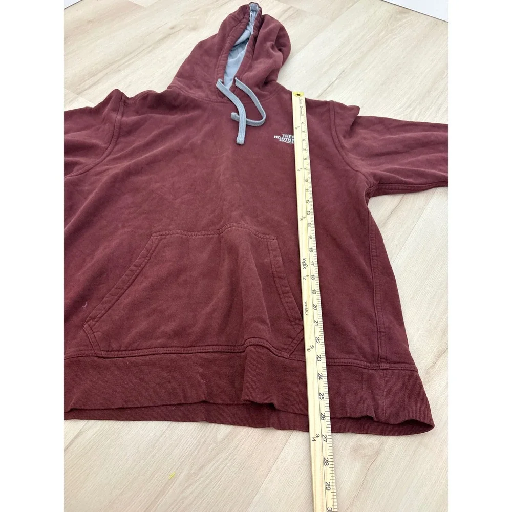 The North Face Hoodie Mens Large Maroon Pullover Fleece Logo Sweatshirt Gorpcore